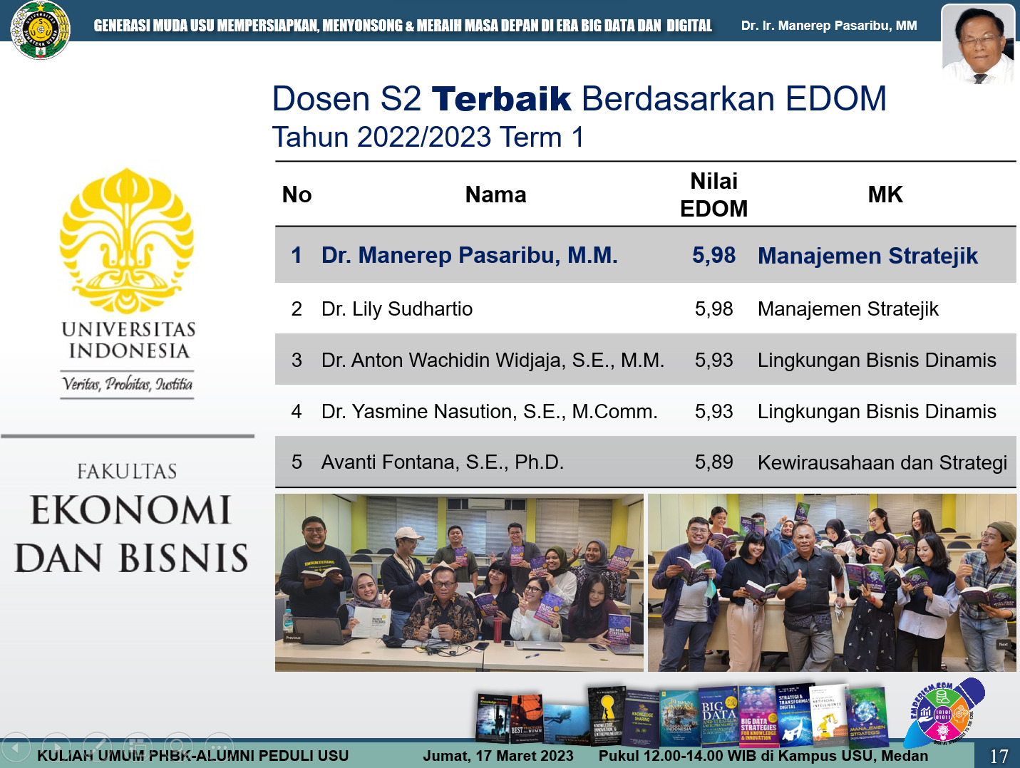 Dosen S2 Terbaik Berdasarkan EDOM Dosen S2 Terbaik Berdasarkan EDOM